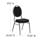 Flash Furniture – Chaise banquet empilable Hercules avec dossier à larme ajourée, tissu noir à motifs et cadre argenté, 4/paquet-Cadre en acier de calibre 16