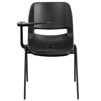 Flash Furniture – Chaise coquille ergonomique avec tablette rabattable à droite, noir (RUTEO1BKRTAB)-Chaise à accoudoir-tablette multi-usages