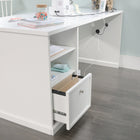 Sauder 66"W La Collection Craft Pro Series Table pour travaux - Finition White-Œillets pour la gestion des cordons afin de minimiser l'encombrement des fils