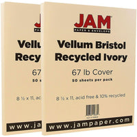 JAM Paper Papier cartonné bristol, fini vélin, 8 1/2 x 11 po, ivoire, paquet de 100-Ivoire