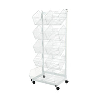 Can-Bramar – Présentoirs mobiles à 5 niveaux, 18 x 23 x 58 (po)-Comprend 5 présentoirs paniers en fil métalliques avec séparateurs