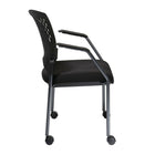 Pro-Line – Fauteuil pour visiteur avec accoudoirs, roulettes et pellicule plastique ventilée autour du dossier, noir-Pellicule plastique ventilée noire autour du dossier