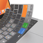 JCPal VerSkin Apple MacOS Raccourcis Protecteur de Clavier pour MacBook Pro 14"/16" (2021/2023) et MacBook Air 13"/15" (2022/2023/2024)-Fabriqué à partir d'un matériau en silicone noir semi-transparent