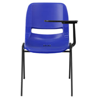 Flash Furniture – Chaise coquille ergonomique avec tablette rabattable à gauche, bleu (RUTEO1BLLTAB)-Chaise à accoudoir-tablette multi-usages