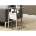 Monarch Specialties - 3034 Table D'Appoint - Blanc/Chrome Avec Support Magazine-La solide base en métal chromé maintient tout en place sans effort, se place légèrement élevé du plancher pour éviter les dommages