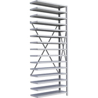 Metalware – Étagère enclenchable RK344, 15 tablettes, 36 x 12 x 88 po, gris pâle-Système de tablettes ajustables offrant un espace de rangement solide, mais économique qui convient à vos besoins