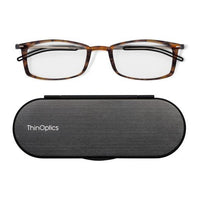 ThinOptics - Lunettes de lecture FrontPage Brooklyn - Force +1,00 - Tortue avec étui noir Milano-Confort : Les lunettes de lecture ThinOptics sont légères comme une plume. Ils s’agrippent avec une légère pression et peuvent être déplacés vers le haut ou vers le bas de votre nez pour un ajustement et un confort optimaux.