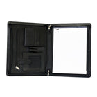AshlinMD – Porte-documents à fermeture éclair AFONSO, pochette pour téléphone intelligent et 2 passants à stylos, noir-3 fermetures éclair sur le côté.