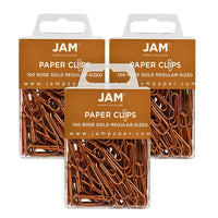 JAM Paper – Trombones standard de couleur, petites, or rose, 3 paquets de 100, total de 300 (21832057b)-Métal or rose