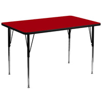 Flash Furniture – Table d’activités rectangulaire de 36 x 72 po, surface thermofusionnée, pattes standards réglables, rouge-Stratifié, rouge