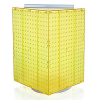Azar Displays – Présentoir rotatif à panneaux perforés sur 4 côtés, 20 x 14 x 14 (po), jaune translucide (701414-YEL)-Les quatre côtés du présentoir sont emboîtables et reposent sur une base rotative de 12 po de diamètre