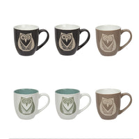 CTG Brands – Ensemble de tasses Bullet à motif hibou, brun, beige, paq./6-Ensemble: comprend 6 tasses au total, avec 3 couleurs différentes