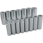 Ens. 15 douilles 3/8 à 1 1/4, 12pans, 1/2po-1