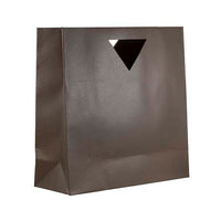 Jam Paper - Sacs-cadeaux robustes découpés avec poignée triangulaire - Grand - 15 po x 5 1/2 po x 15 po - Marron chocolat - Paquet de 3-Couleur : marron chocolat.