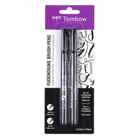Tombow - Stylo pinceau Fudenosuke pour calligraphie, pointe dure et pointe souple, paq./2-Contient un stylo Fudenosuke avec une pointe dure et une pointe souple