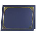 St. James - Porte-certificats/porte-documents - bordure dorée - finition lin - bleu marine - paquet de 5 - 83803-Insertion facile de documents de format lettre (8-1/2 x 11 po) dans les fentes d'angle découpées à la forme