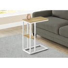 Monarch Specialties - 3677 Table D'Appoint - 25 po H/Naturel/Metal Blanc-Comprend un dessus table rectangulaire fini faux bois naturel et un cadre en metal blanc avec une petite etagere secondaire