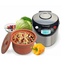 VitaclayMD – Multicuiseur biologique intelligent avec pot d’argile de cuisson, ovale 6 tasses, 3,2 pte, noir et acier inoxydable-Capacité de 6 tasses