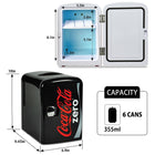 Coca-Cola - Zero Portable 6 Canettes Thermoélectrique Mini Réfrigérateur/Réchaud - 4 L / 4,2 qt-Maintient les articles au frais à 32 degreeF (18 degreeC) en dessous de la température ambiante