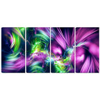 Designart – Art contemporain imprimé sur toile, éclat vert et violet, 4 panneaux, (PT3061-271)-Impression