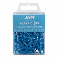 JAM PAPER - Colore norme 1" Trombones, Bleu bebe, 2 paquets de 100-Couleur: Bleu bebe
