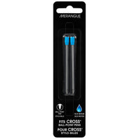 Merangue − Recharges pour mini-stylos à bille compatibles Cross − pointe moyenne − bleu − paquet de 2-Recharge de type croix ; encre bleue