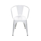 Nicer Furniture - fauteuil empilable industriel de style Tolix A - blanc-Chaise à accoudoirs pour intérieur/extérieur
