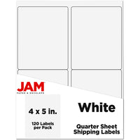 JAM Paper - Étiquettes d'adresse d'expédition extra larges - 4 po x 5 po - Blanc - Paquet de 120-Emballage anglais seulement