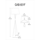 Dainolite - Lampe sur pied à incandescence transitionnelle Gabriela, 1 lumière, laiton vieilli avec abat-jour blanc-Dimensions: 61.5 po H x 26 po l x 26 po P