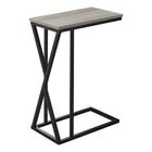 Monarch Specialties - 3248 Table D'Appoint - 25 po H/Gris/Metal Noir-Table d'appoint en forme de C avec une base qui peut être glissée sous les canapés pour plus de commodité