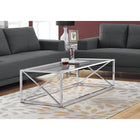Monarch Specialties - 3440 Table De Salon - 44 po L/Metal Chrome Avec Verre Trempe-Base en métal chromé au design en forme de « X »