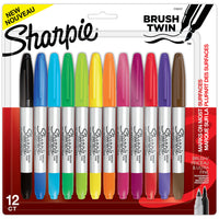 Sharpie - Marqueurs permanents double pointe - Couleurs Variées - Paquet de 12-Marqueurs permanents pour tenir des journaux personnels, prendre des notes, mettre des éléments en valeur, faire de la signalisation/des affiches, de la création de façon occasionnelle ou professionnelle