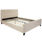 Flash Furniture - Grand lit plateforme tapissier capitonné Tribeca - tissu beige-Tête de lit à panneau