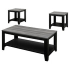 Monarch Specialties - 7992P Ens De Tables - 3Pcs/Noir/Dessus Gris-Un match parfait pour votre divan avec une finition polyvalente d'aspect bois en gris.