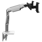 Bras pour moniteur Humanscale M8.1 avec barre transversale-La fonction d'arrêt intelligent du M8.1 permet à l'utilisateur d'arrêter chaque articulation n'importe où le long de sa rotation pour éviter que le moniteur ou le bras ne se trouve sur les bords du bureau. De plus, un indicateur de contrepoids intégré permet à l'installateur de contrebalancer le poids du moniteur sans moniteur.