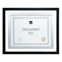 Kiera Grace – Cadre flottant City pour documents de 8 1/2 x 11 po, cadre pour document, 11 x 14 po, noir et chrome, paquet de 12-Cadre flottant de 11 x 14 po pour document