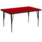 Flash Furniture – Table d’activités rectangulaire de 36 x 72 po, surface thermofusionnée, pattes préscolaires réglables, rouge-Stratifié, rouge