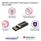 Verbatim - Clés USB Clip-it, 8 Go, paq./3-Paquet de 3 couleurs : noir, blanc, rouge