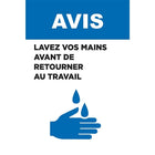 Autocollant Mark Maker Français Vinyle adhésif repositionnable pour vitre - Avis Lavez Vos Mains Avant De Retourner Au Travail-Autocollant autocollant français face adhésive