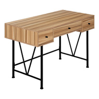 Monarch Specialties - 7672 Bureau 48 po L - Faux Bois Pale/Metal Noir-Bureau d'ordinateur de couleur effet bois récupéré clair aux panneaux épais, avec de jolie base en métal noir