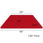 Flash Furniture – Table d’activités, trapèze, 24 x 48 po, stratifié haute pression 1,25 po, pattes préscolaires réglables, rouge-Dimensions : 16 1/4 à 25 1/4 haut. x 20 larg. x 45 1/4 prof. (po)