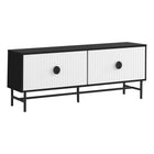 Monarch Specialties - 2732 Meuble Tv - 60 po L/Noir/Portes Blanc Avec Metal Noir-Ce meuble TV contemporain de 60 po constitue un centre de divertissement multimédia chic et accrocheur pour votre salon ou votre chambre à coucher
