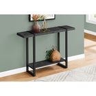 Monarch Specialties - 2861 Table D'Appoint - 48 po L/Faux Bois Noir/Metal Noir-Plateau de table epais et large et tablette inferieure plus petite dans une finition d'aspect bois recupere noir pour un aspect rustique