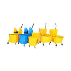 Globe Commercial Products - 'Ensemble Seau-Essoreuse Pression Descendante - Bleu - 40 pte-Les roues sont plus larges pour empêcher le basculement