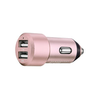 Powerology – Chargeur rapide de véhicule avec double port USB 4A, métallique, or rose-Fonctionne avec deux dispositifs en même temps