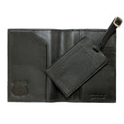 Designer Ashlin  Oklahoma Rfid Blocking Passport Wallet And Luggage Tag  Cuir de vachette Toscane  Noir-Étiquette de passeport et de bagage (1) ensemble.