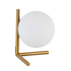 Dainolite - Lampe de table à incandescence contemporaine Folgar, 1 lumière, laiton vieilli et verre opale-Ajoute une touche unique à n'importe quel espace
