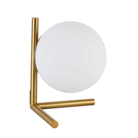 Dainolite - Lampe de table à incandescence contemporaine Folgar, 1 lumière, laiton vieilli et verre opale-Ajoute une touche unique à n'importe quel espace