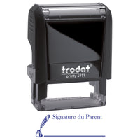 Trodat - Printy ''Signature Du Parent'' Self-Inking Stock Stamp - Français - Encre Bleue-Le message est « Signature du Parent » à l’encre bleue