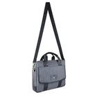 Sacoche pour Ordinateur Portable 11-12", Sac à Bandoulière, Sac de Travail/Voyage/Affaires, Matière Déperlante - Grise-2 poches intérieures zippées de chaque côté pour les petits objets